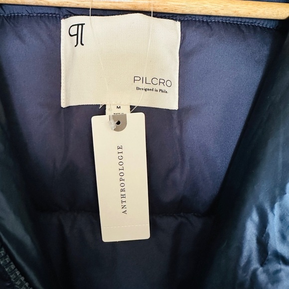 Anthropologie Pilcro Blue Quilted Shine Puffer Vest Women’s Sz Medium - Picture 2 of 10